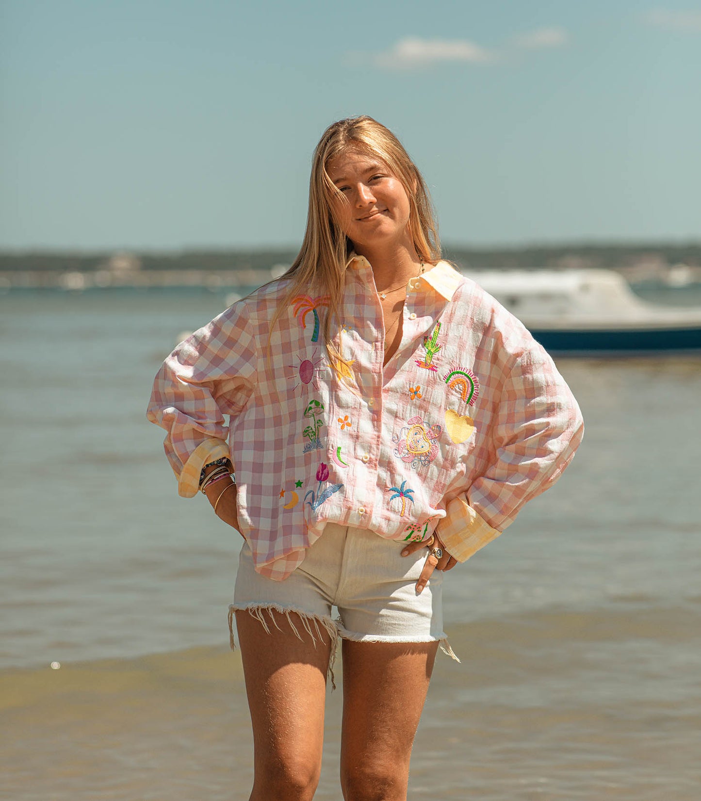 Chemise Ibisco Rose et Blanc