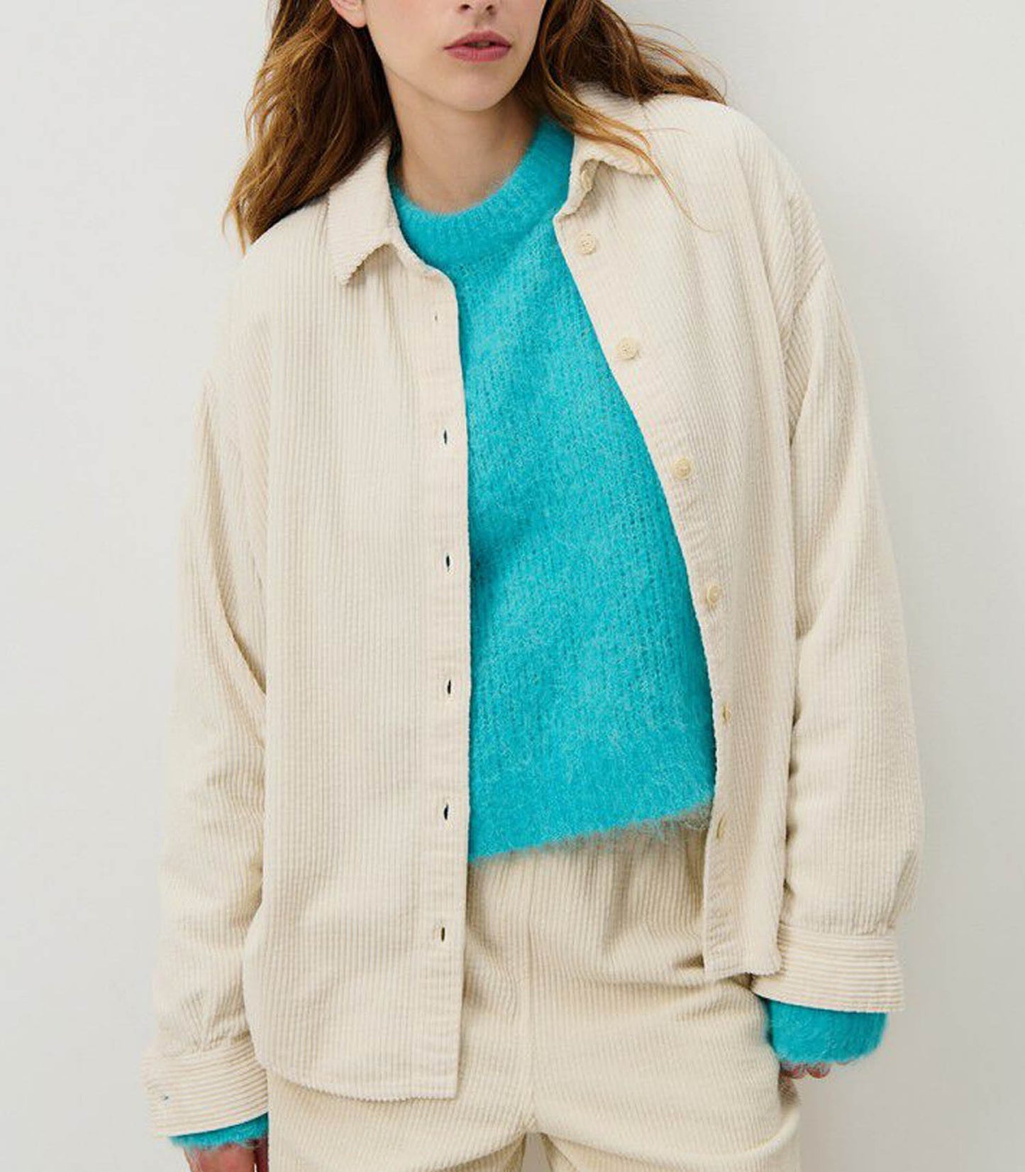 Chemise en Velours Côtelé Padow Ecru Vintage