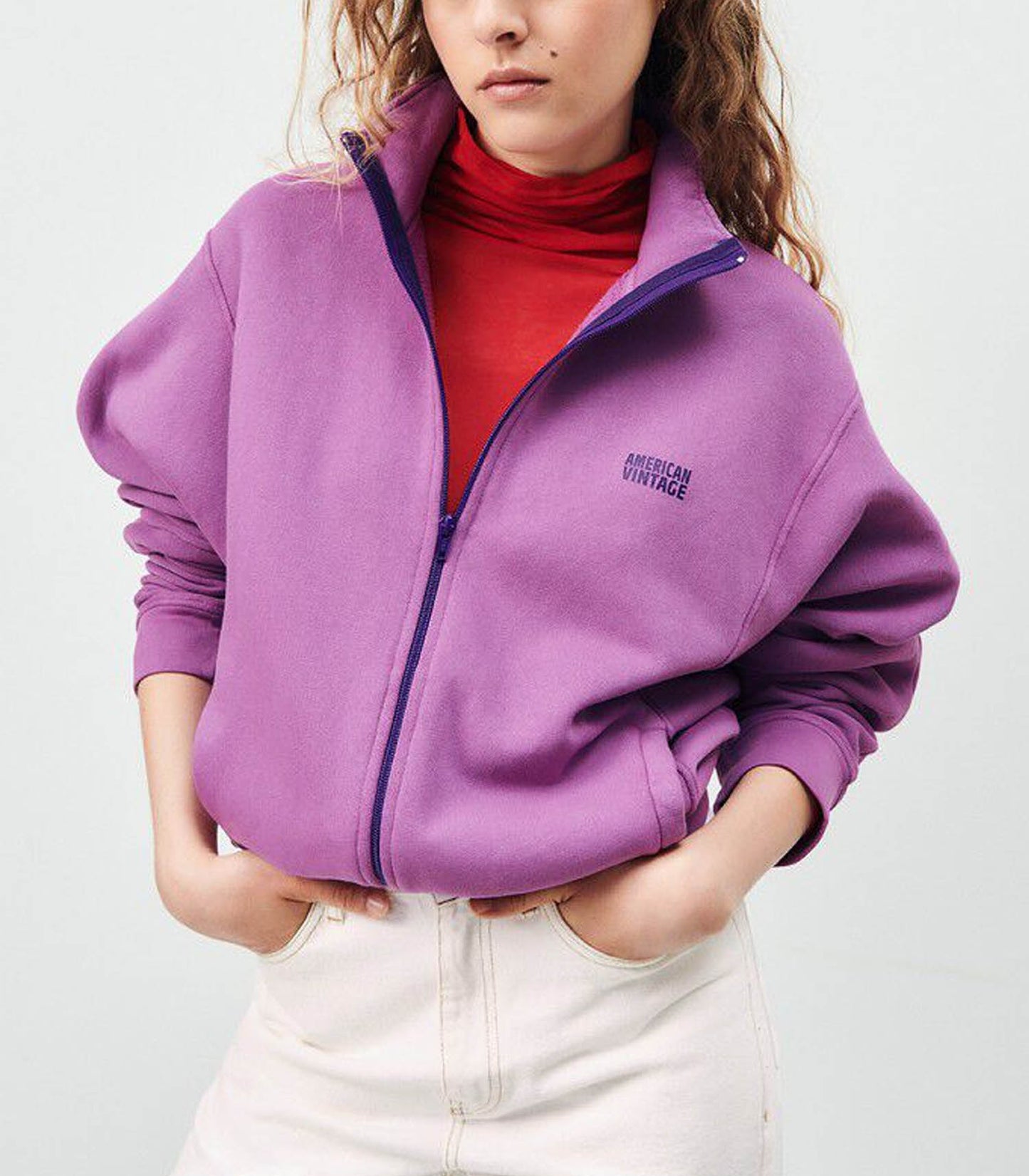 Sweat-shirt Zippé Izubird Rose Indien Vintage