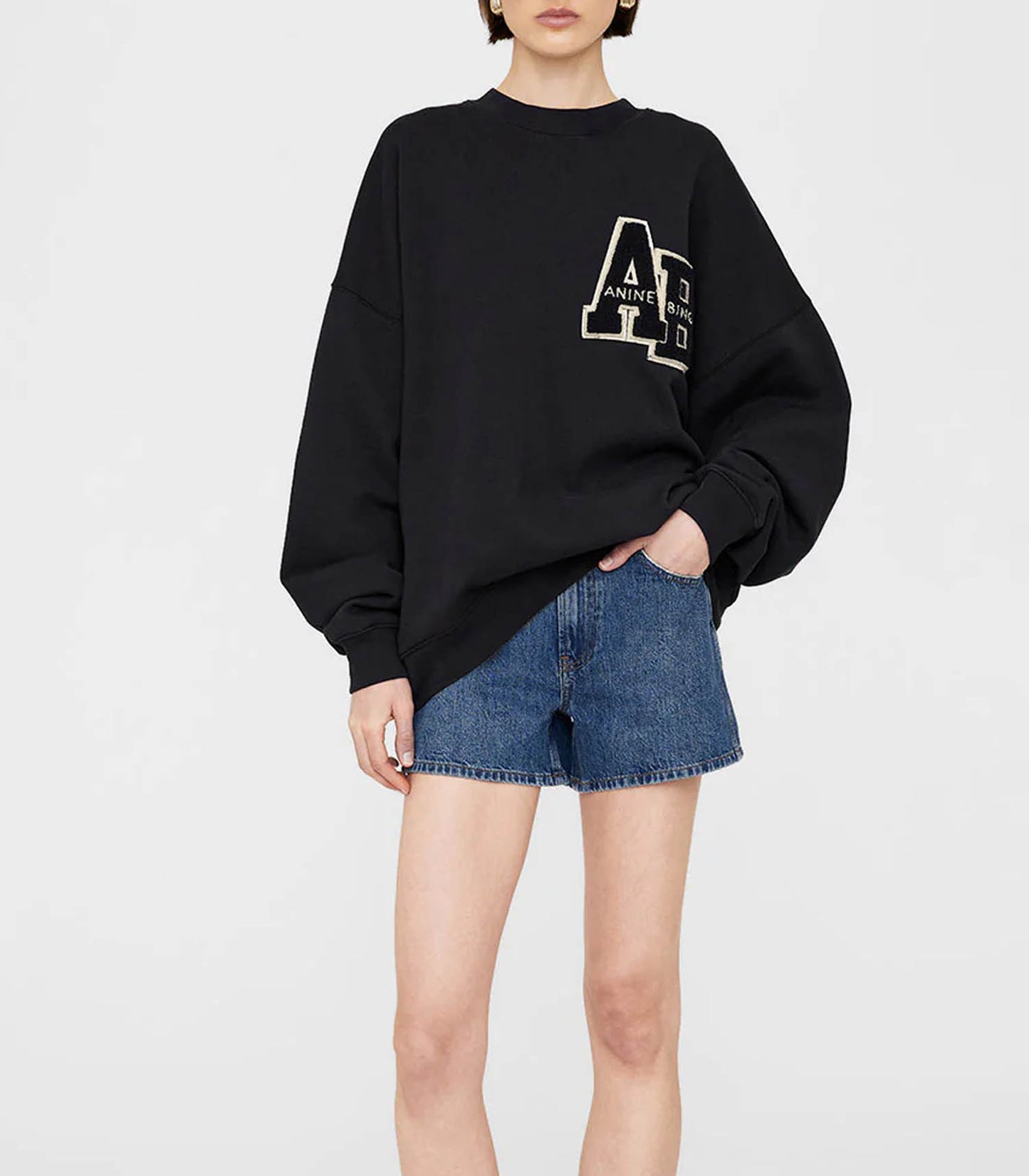 Sweat-shirt Miles Oversized Letterman Black