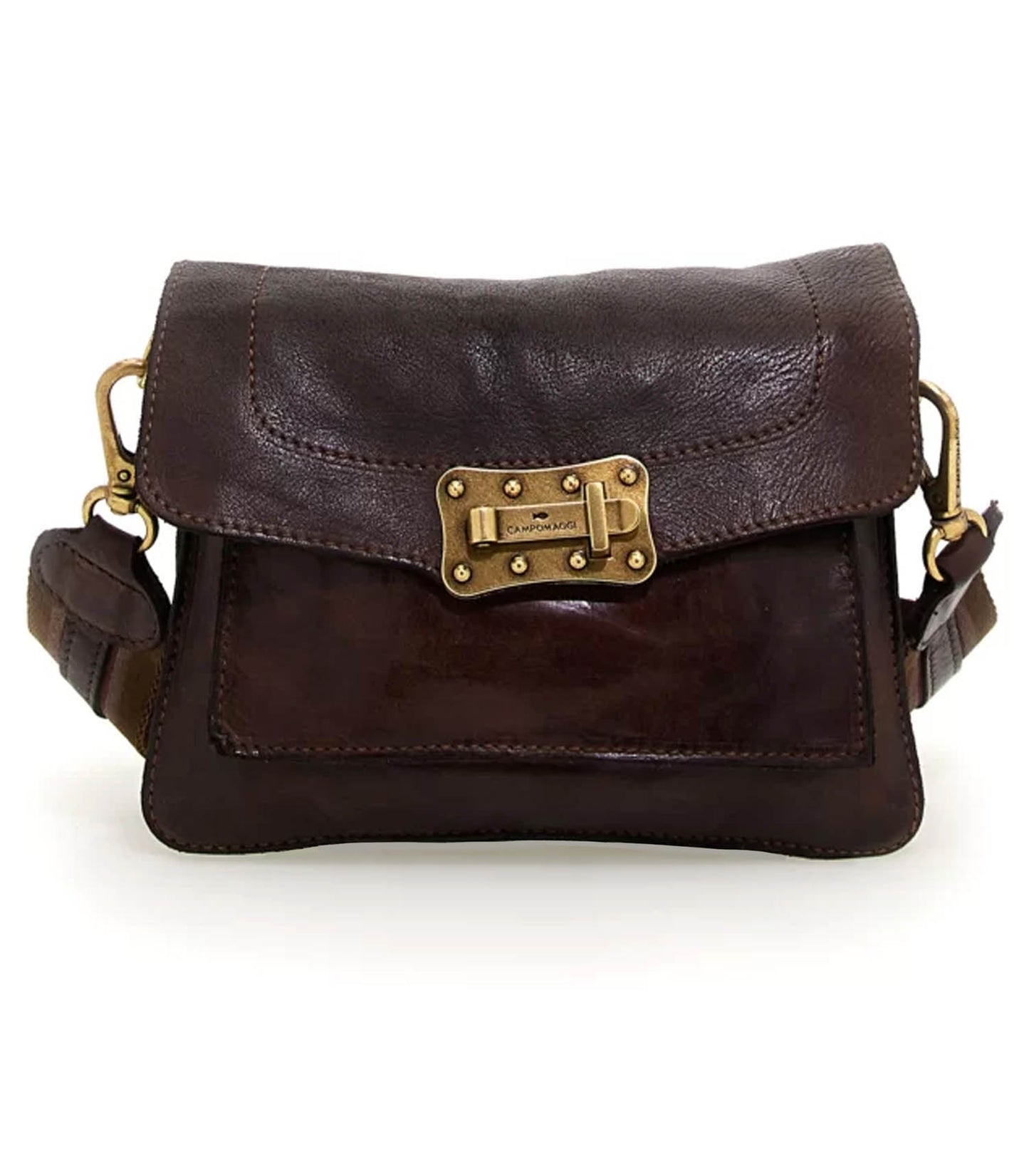 Sac bandoulière Agnese en cuir marron foncé