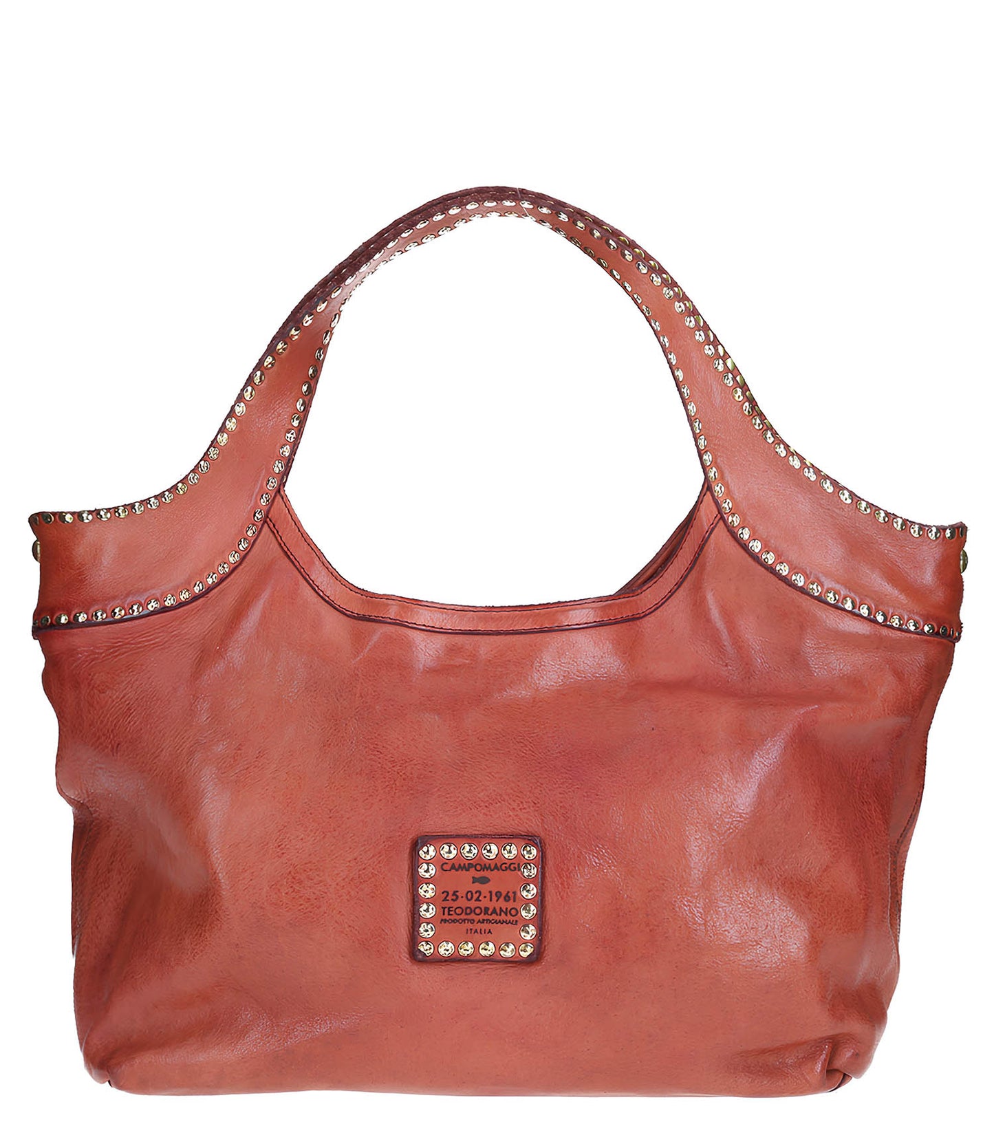 Cabas en Cuir Camel et Clous Vintage