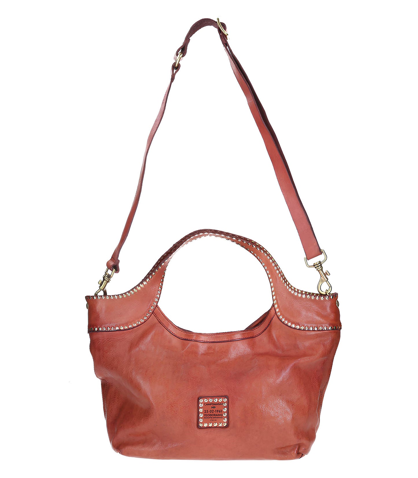 Cabas en Cuir Camel et Clous Vintage
