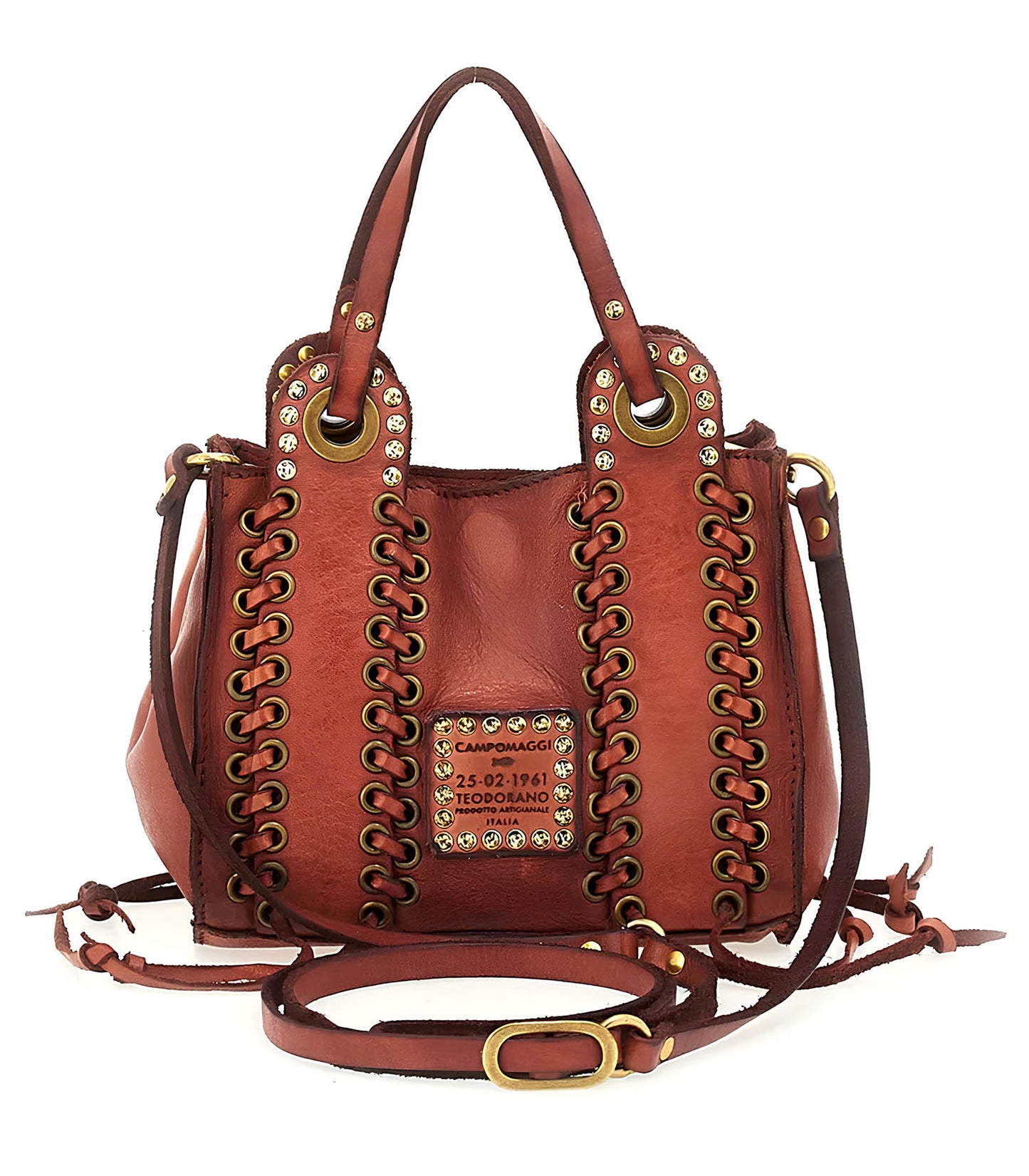 Sac Bandoulière Dalia en Cuir Tressé Rouille