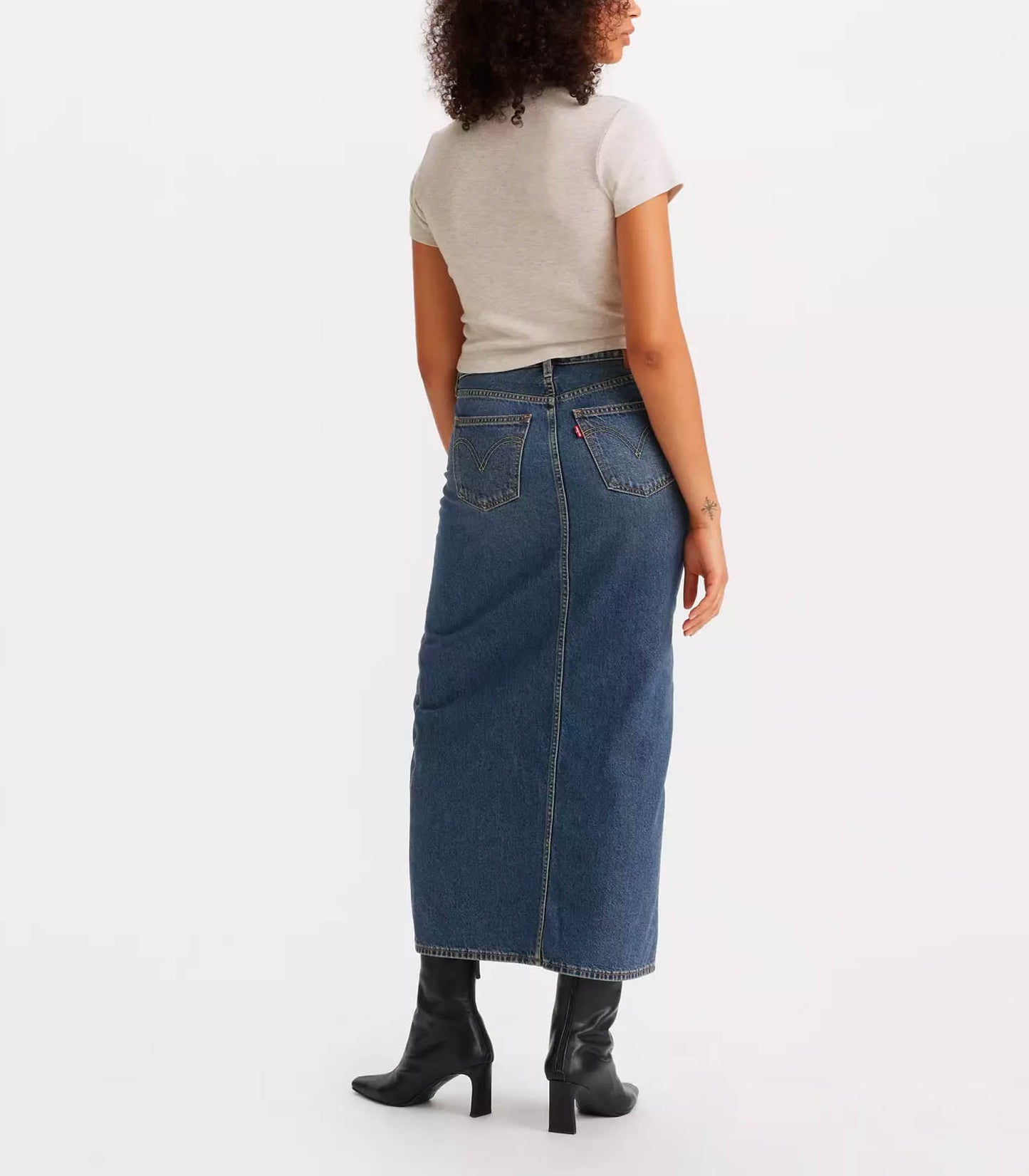Jupe longue en Denim Ankle Column Wave Hello