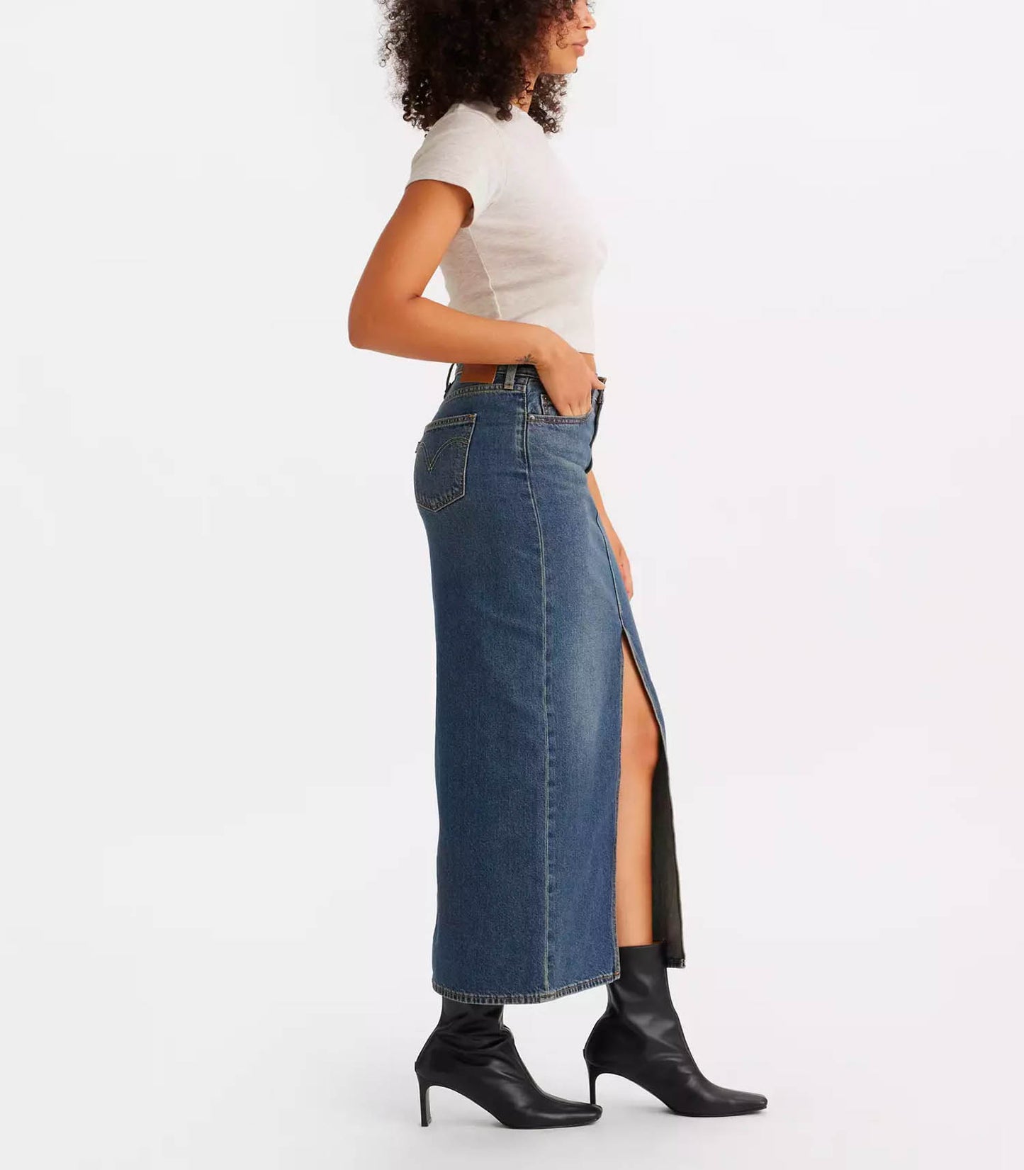 Jupe longue en Denim Ankle Column Wave Hello