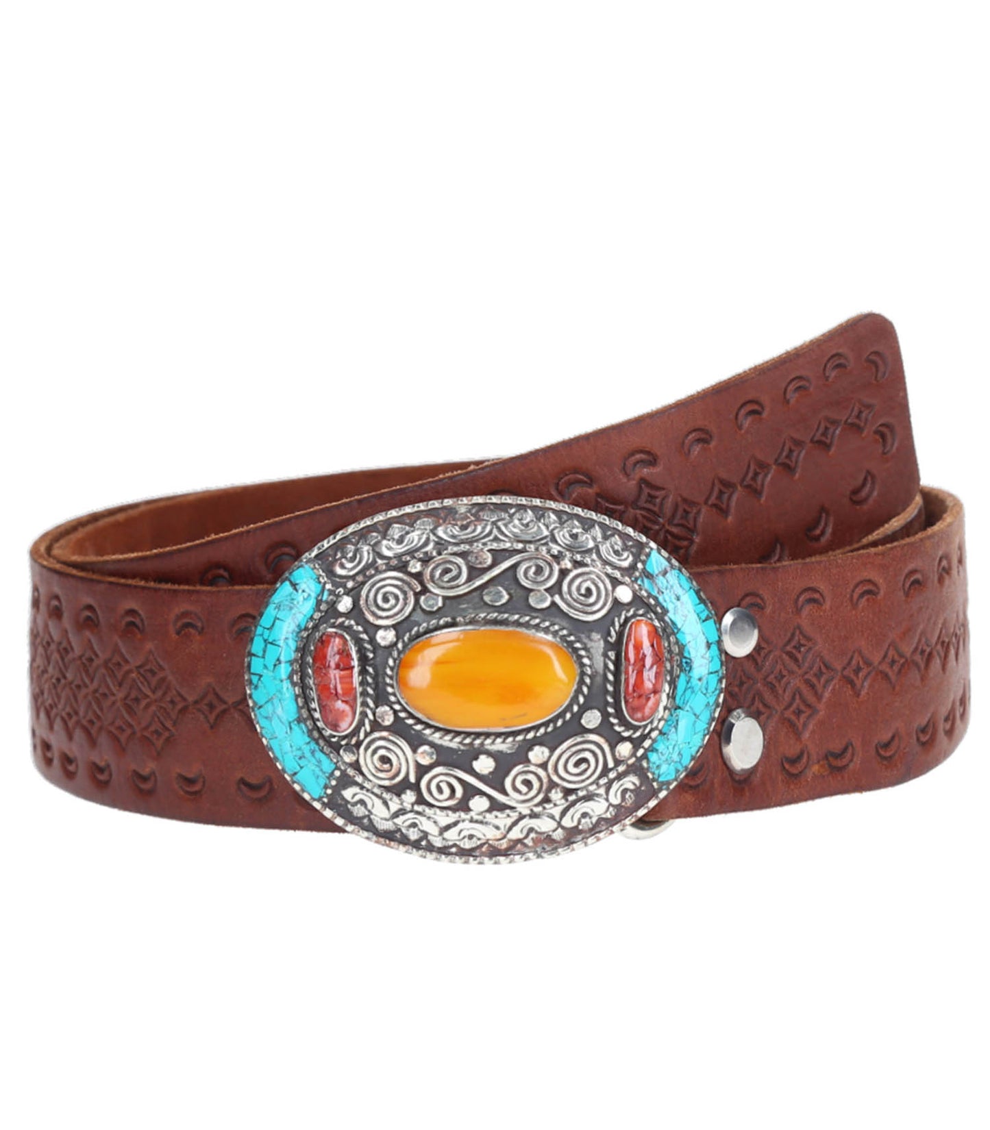 Ceinture Boucle Ovale Pierres et Perles