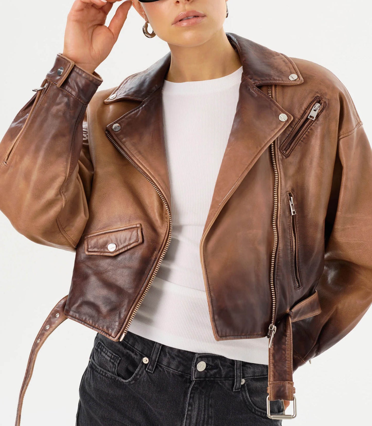 Perfecto en cuir Dylan Almond Shadow
