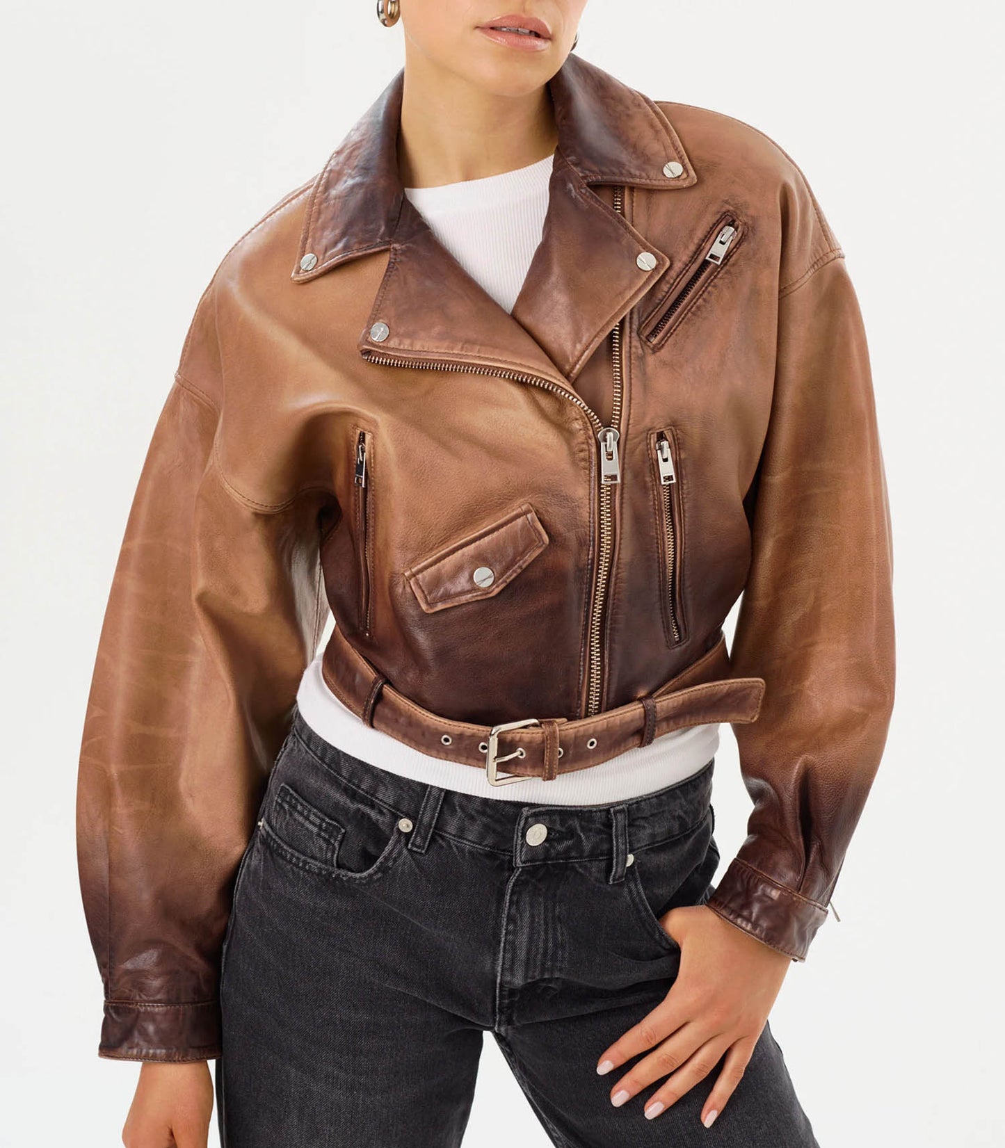 Perfecto en cuir Dylan Almond Shadow