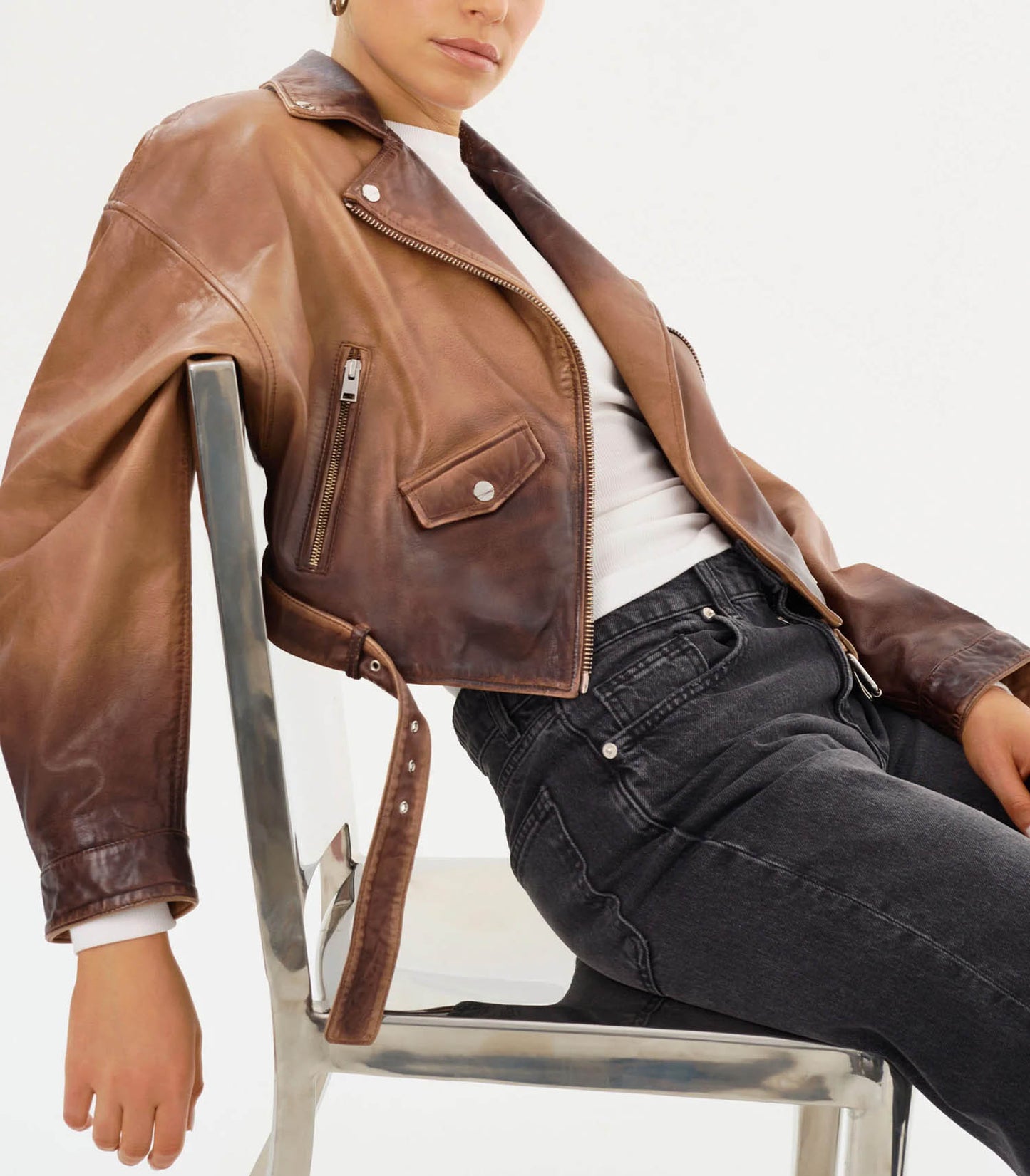 Perfecto en cuir Dylan Almond Shadow