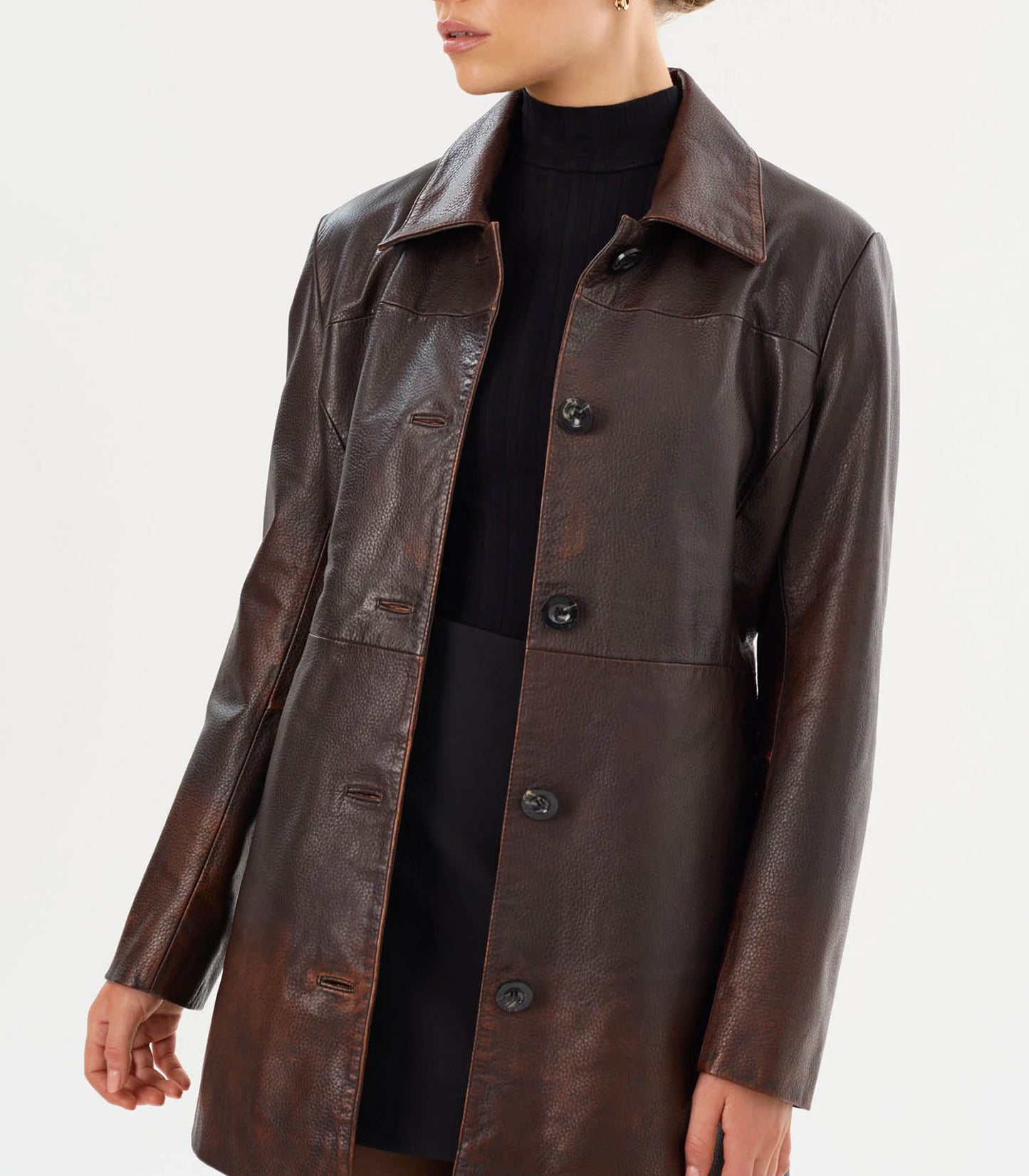 Trench en cuir Marlowe Rub Off Brown