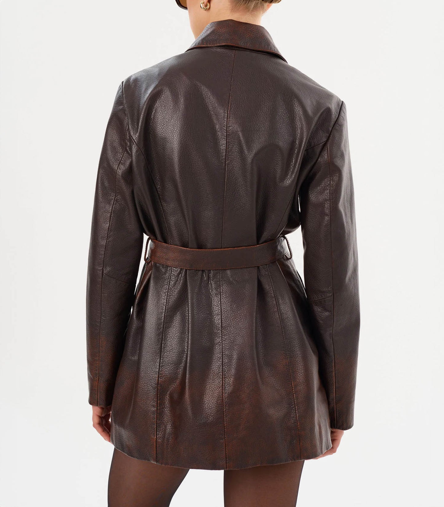 Trench en cuir Marlowe Rub Off Brown