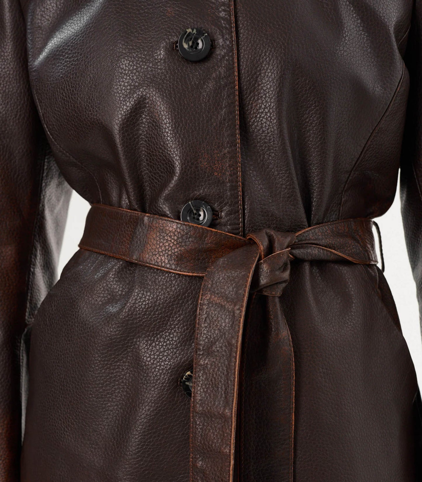 Trench en cuir Marlowe Rub Off Brown