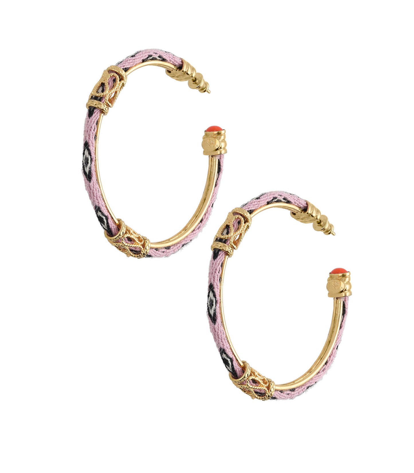 Boucles d'oreilles créoles Lima Cabochon Doré Rose