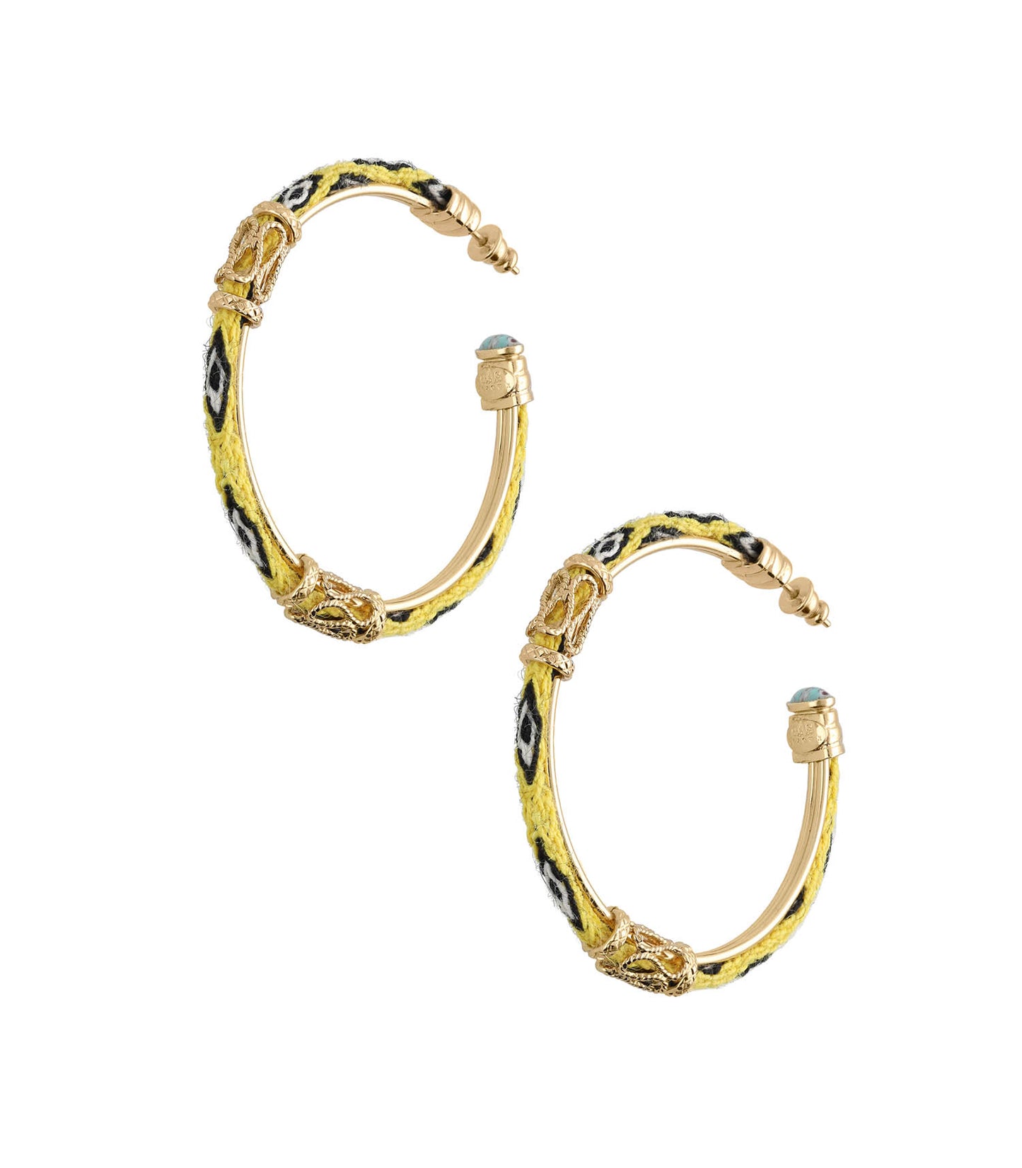 Boucles d'oreilles Créoles Lima Cabochon Doré Jaune