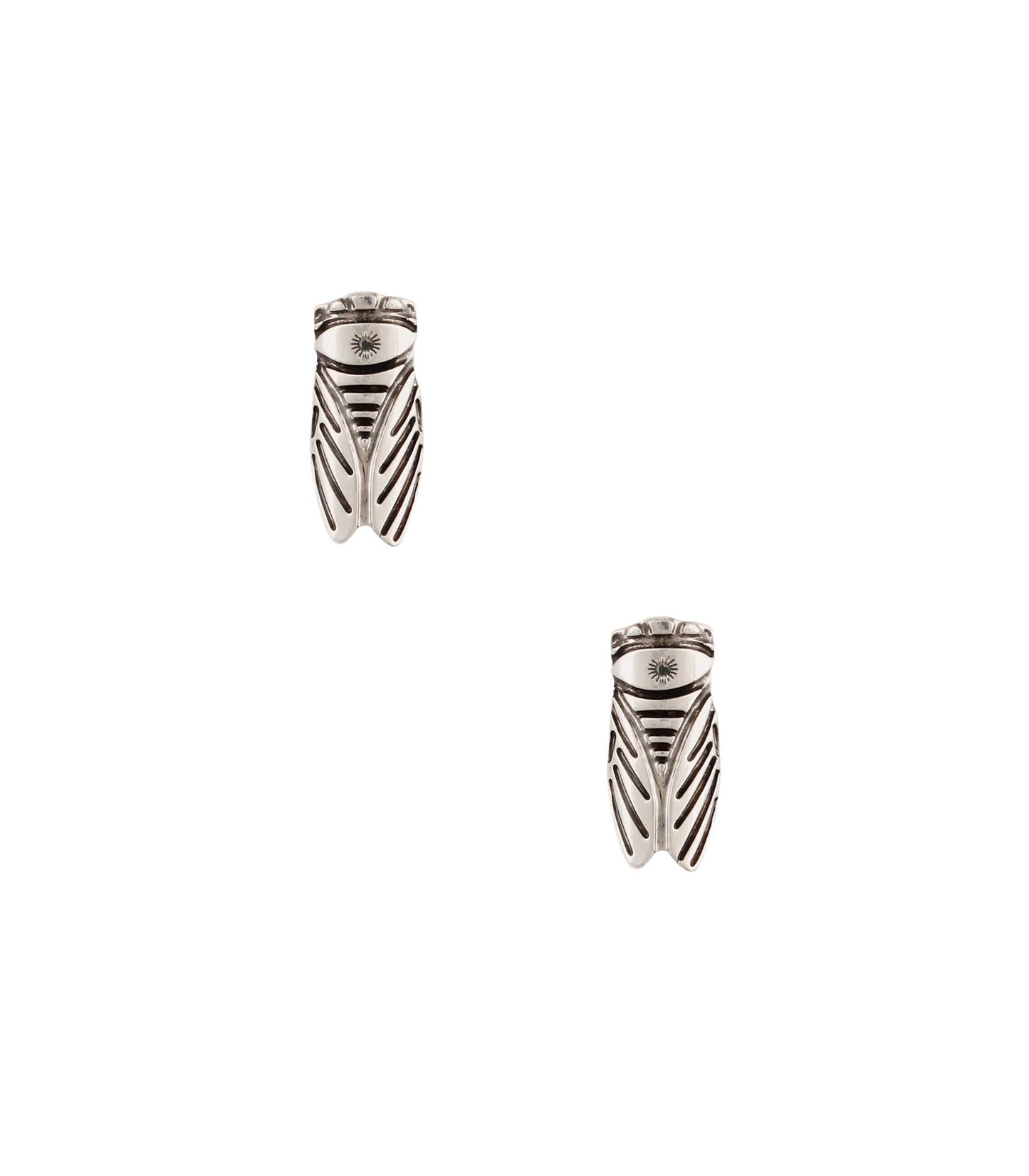 Boucles d'oreilles puces Cigale argentées