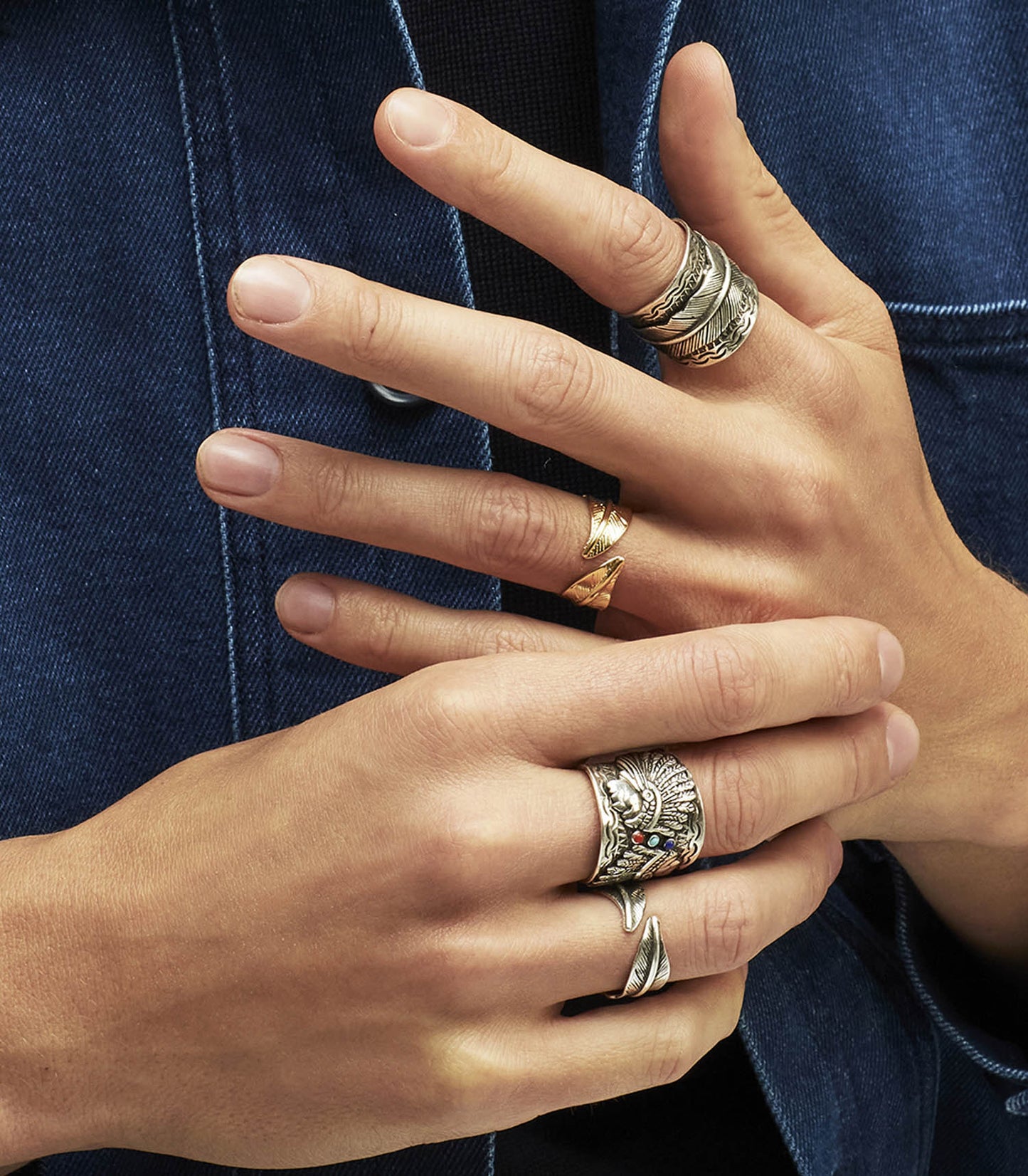 Bague Cancun Penna grand modèle argentée