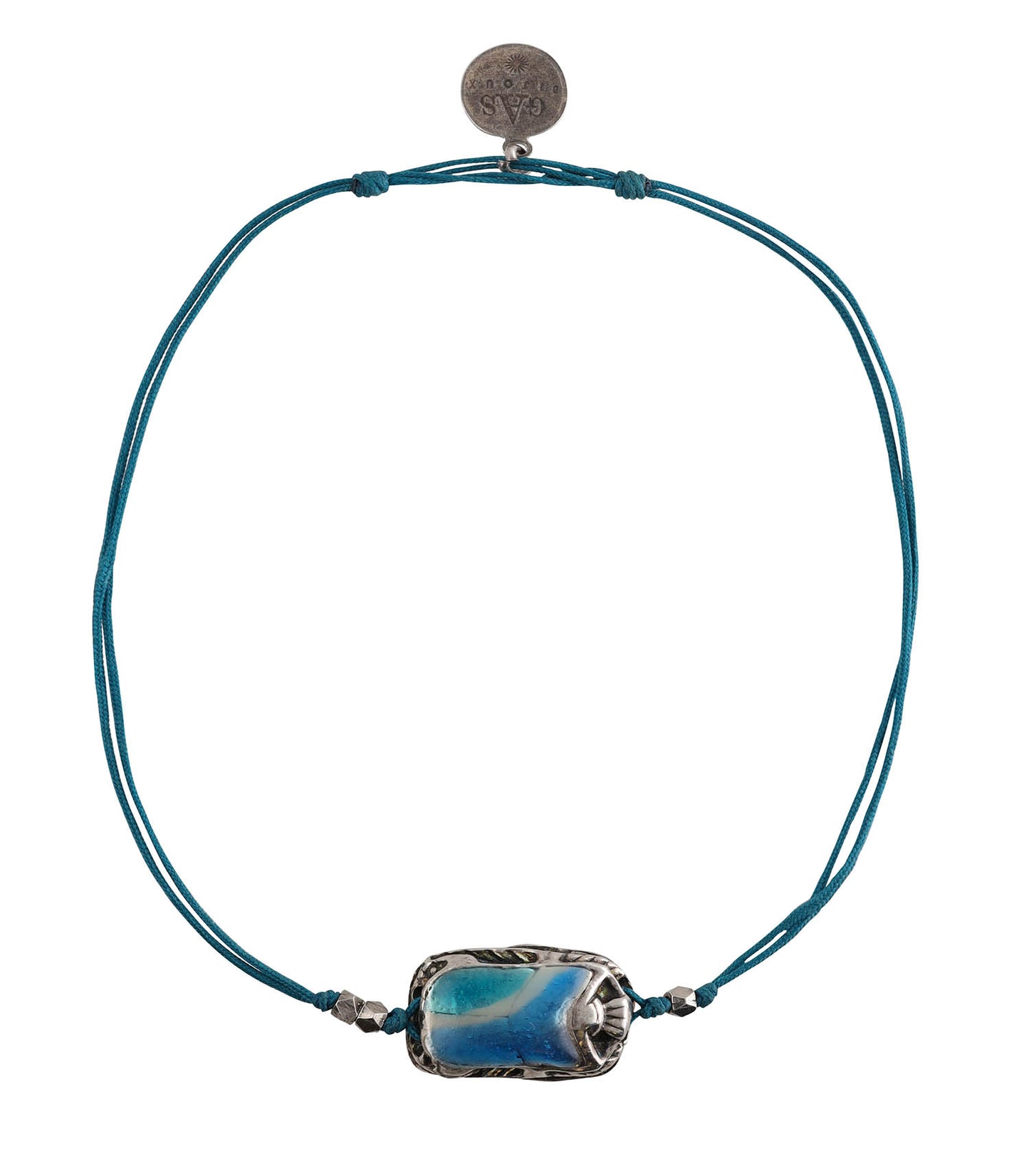 Bracelet Scaramouche Email Argenté Lien Bleu