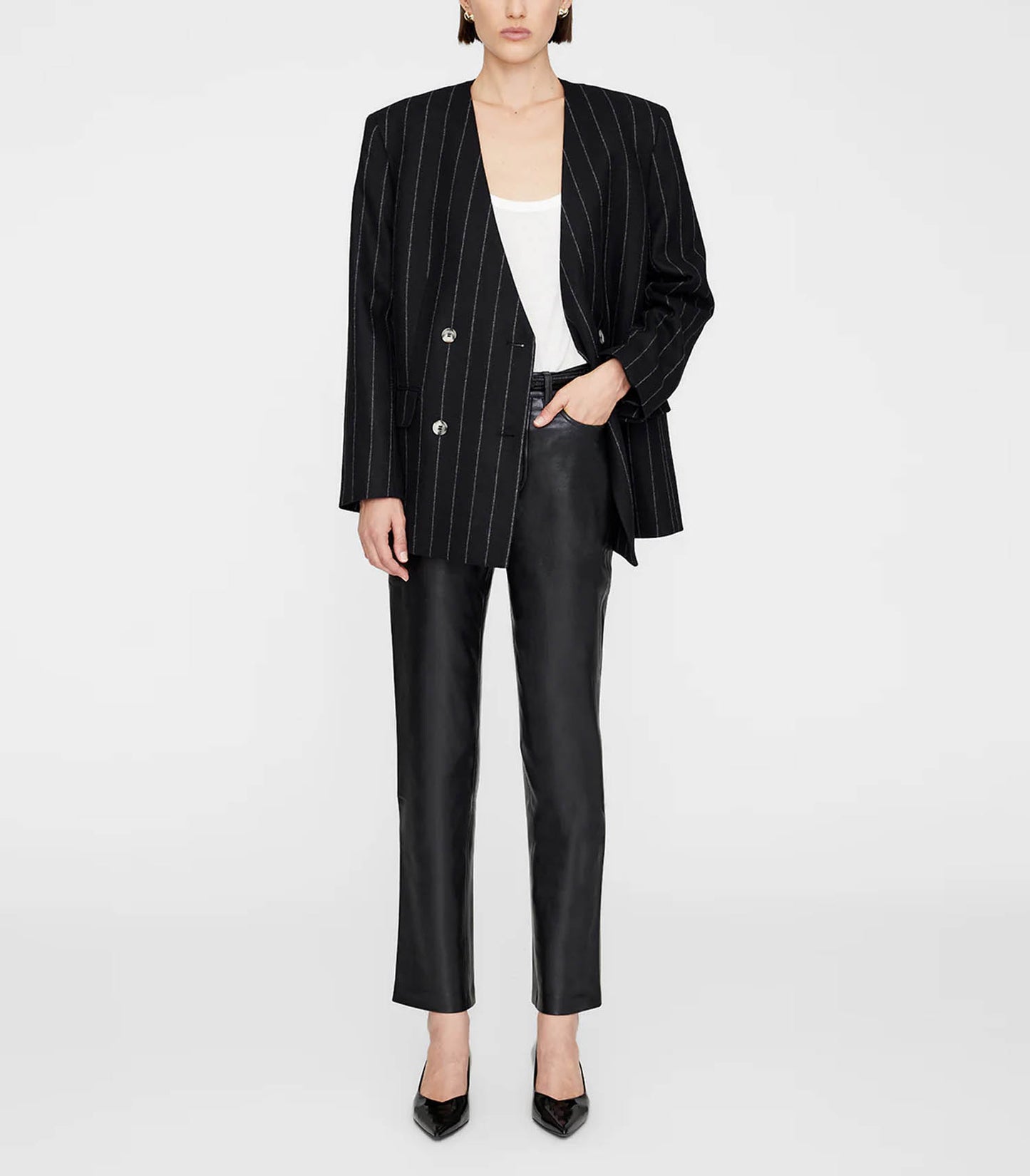 Blazer Maron Dark Grey Pinstripe