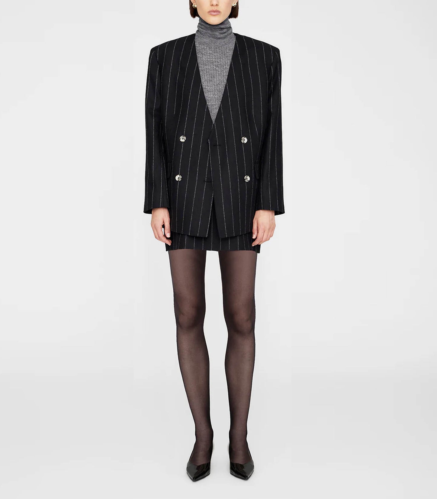 Blazer Maron Dark Grey Pinstripe