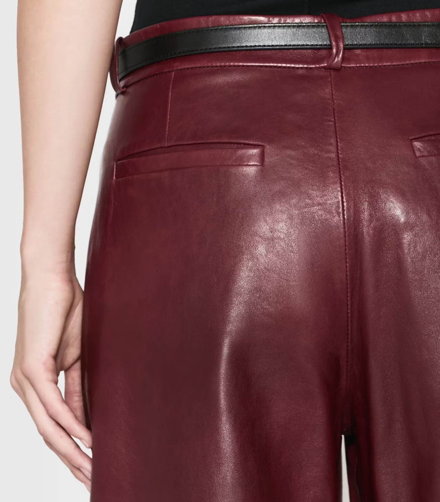 Pantalon en Cuir Syrah Rouge