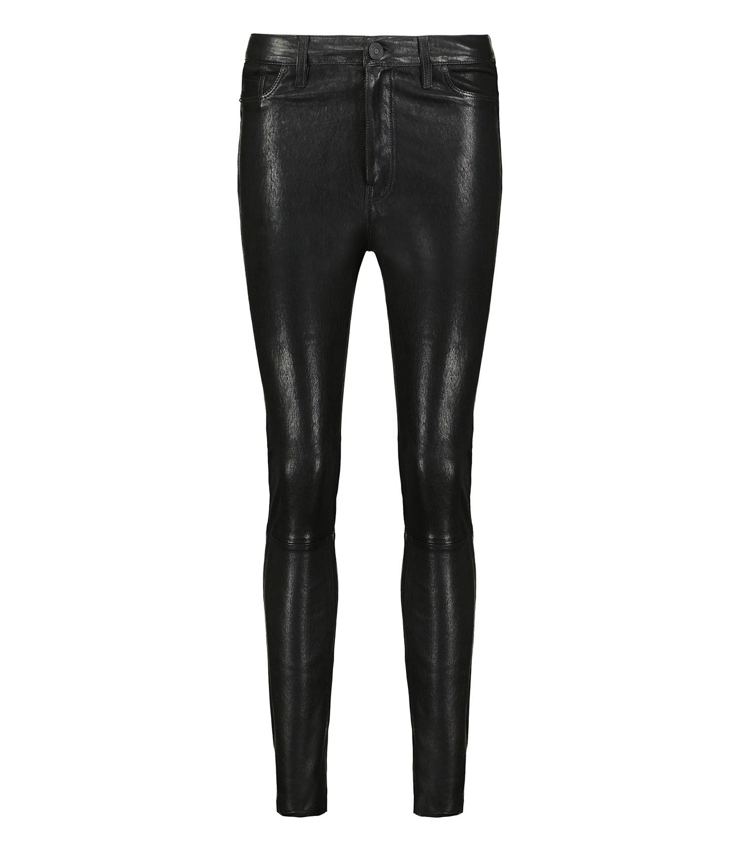 Pantalon en Cuir Barbara High Rise Slim Noir