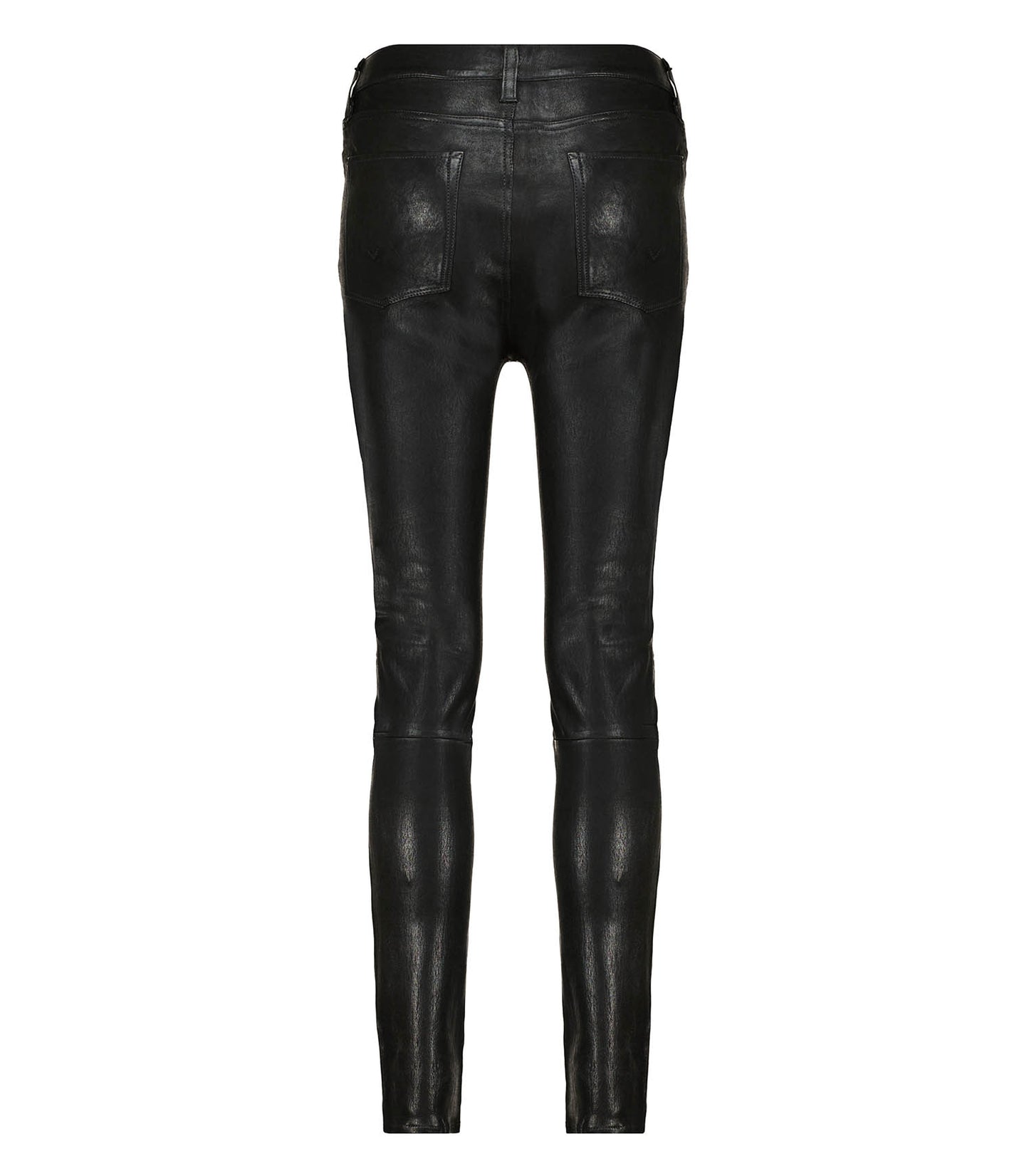 Pantalon en Cuir Barbara High Rise Slim Noir