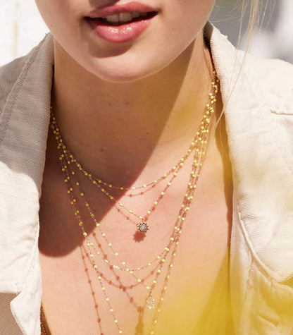 Collier Or rose et Perles de résine 42 cm