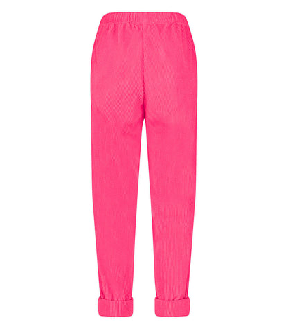 Pantalon en Velours Côtelé Padow Fuchsia Vintage