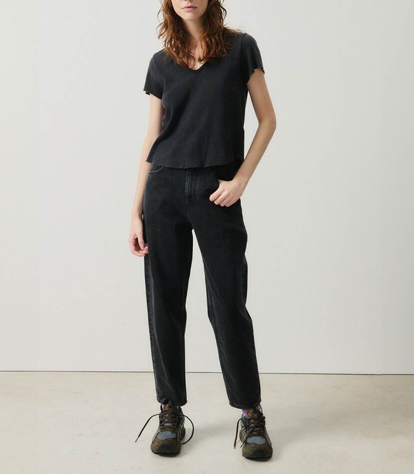 Tee-shirt Sonoma Manches Courtes Col V Noir Vintage