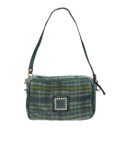Mini Sac Bandoulière en Jacquard et Cuir Vert