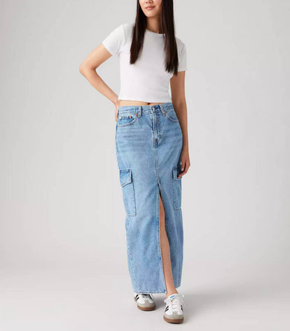 Jupe Longue en Jean Ankle Column Cargo Maximize the Moment