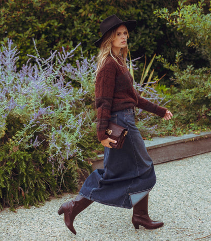 Jupe longue en Denim Ankle Column Wave Hello