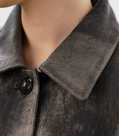 Veste en cuir Presley Fossil Grey