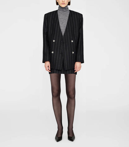 Blazer Maron Dark Grey Pinstripe