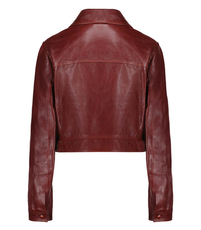 Veste en Cuir Syrah Rouge