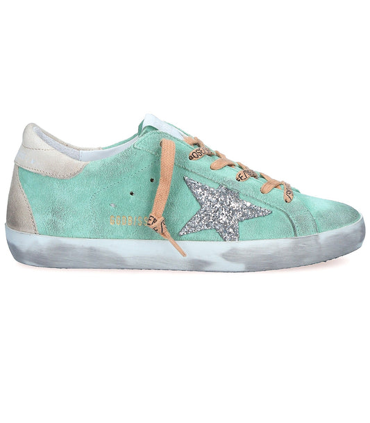 Sneakers Super-Star Turquoise Suede Glitter Star