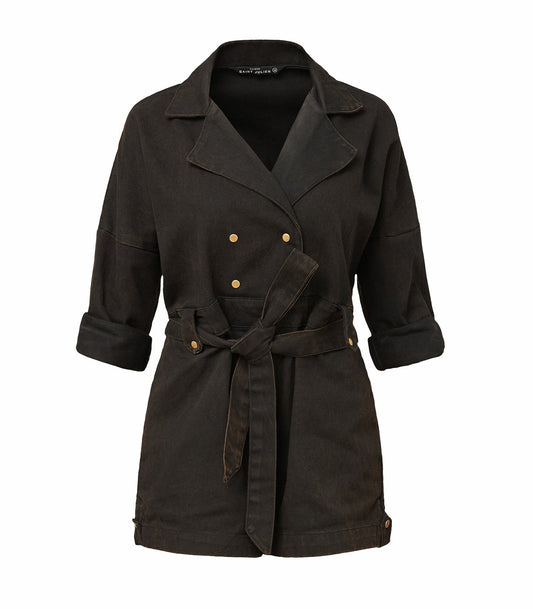 Combishort Trench Coat Noire